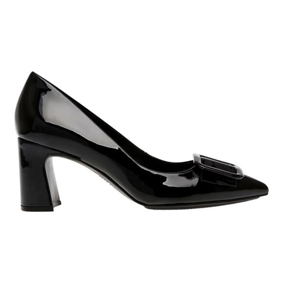 Anne Klein Women's Bentley Buckle Block Heel Pumps Black Patent Size 6 1/2 M - Picture 2 of 5